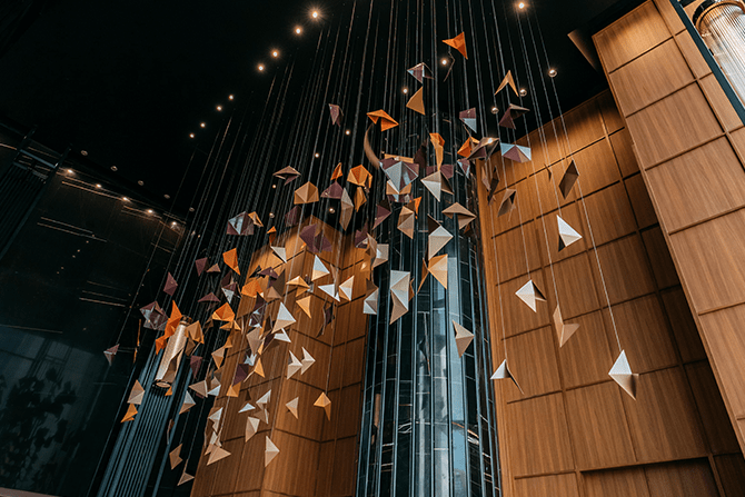 'The Pact’ hanging from the ceiling of The Clan Hotel